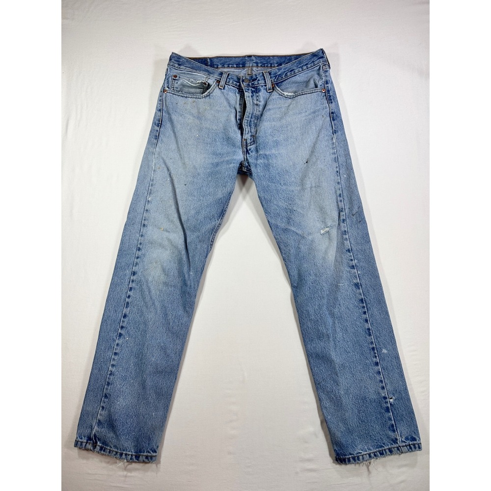 Levis 505 Regular Fit Straight Leg Light Wash Denim Jeans W36 L32 00505-4891